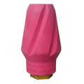 Pink sewer jetter nozzle.