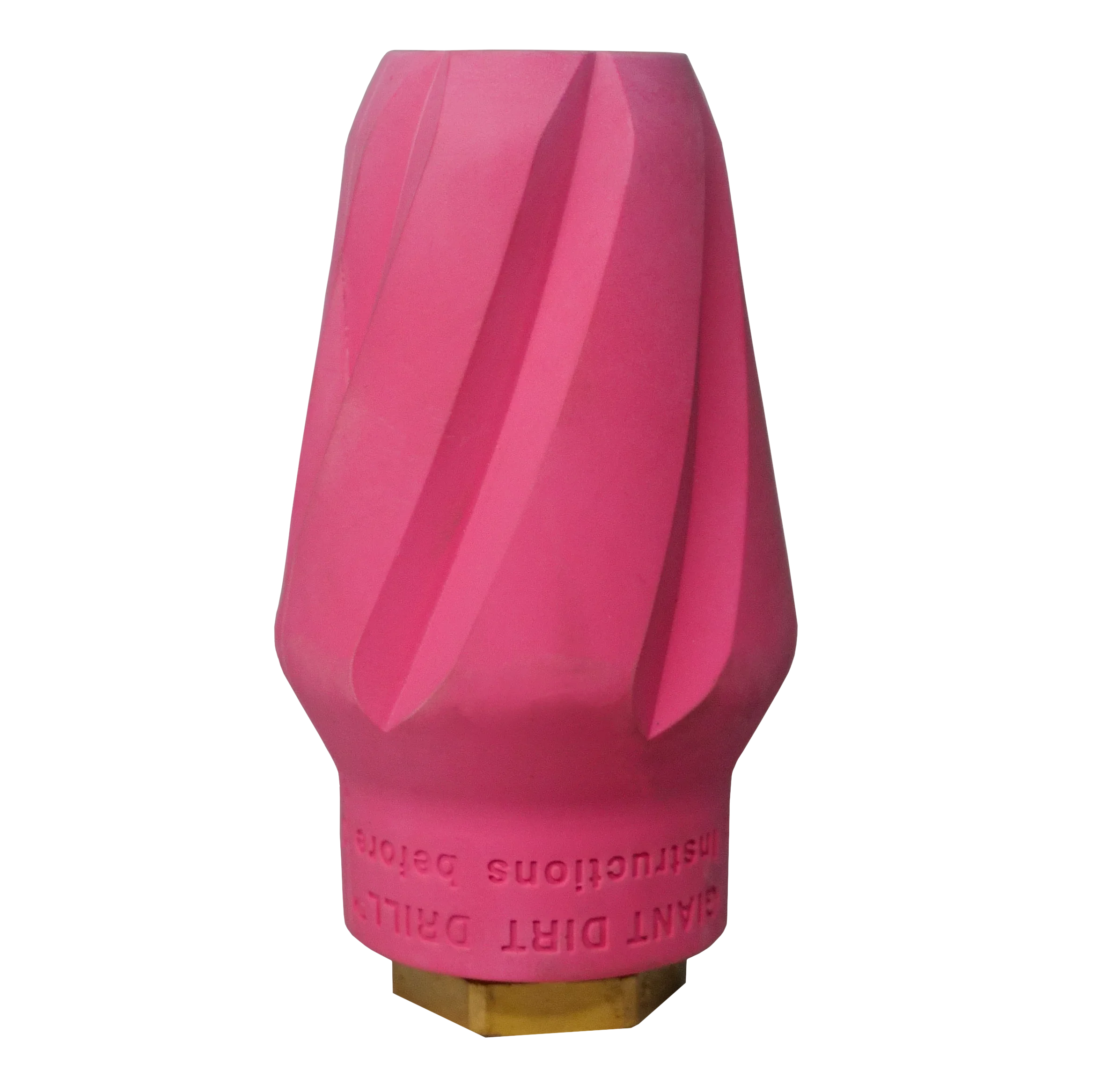 Pink sewer jetter nozzle.