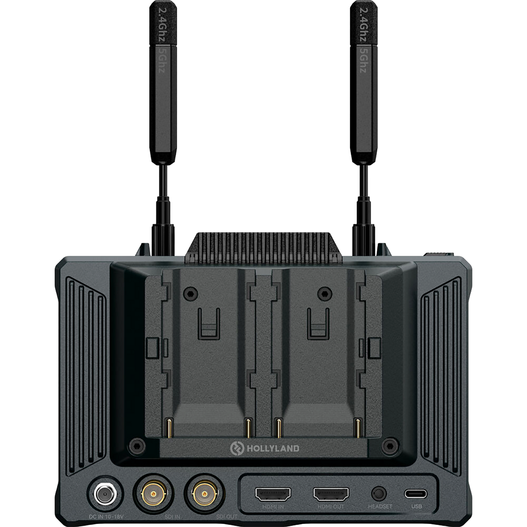 back view of Hollyland Pyro 7 wireless monitor and transceiver for sewer inspection equipment
