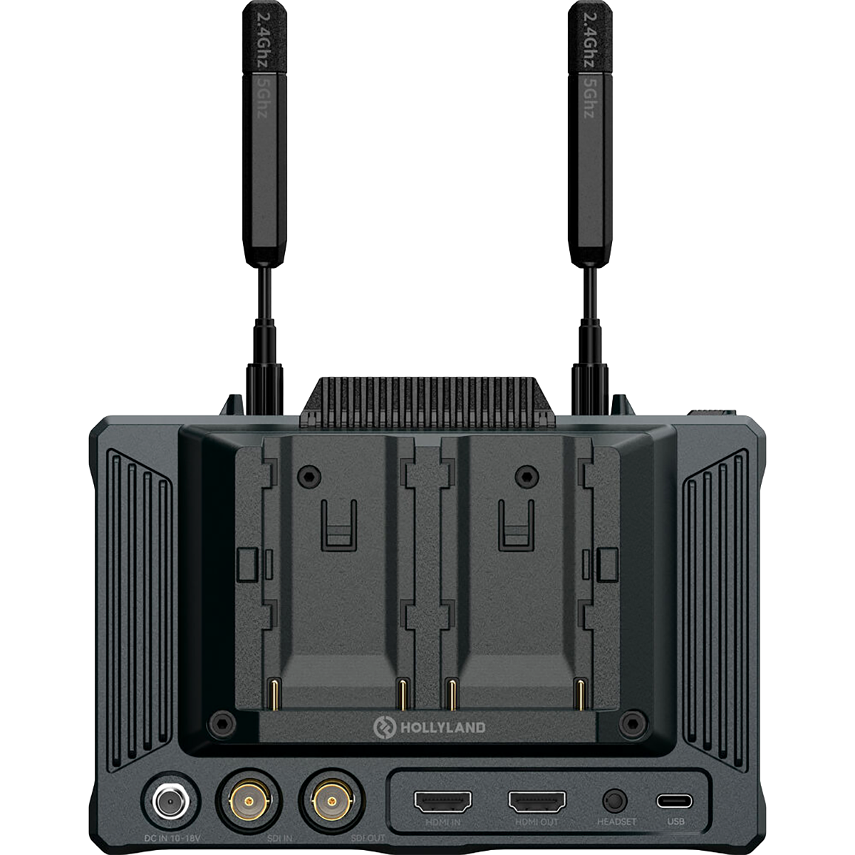 back view of Hollyland Pyro 7 wireless monitor and transceiver for sewer inspection equipment