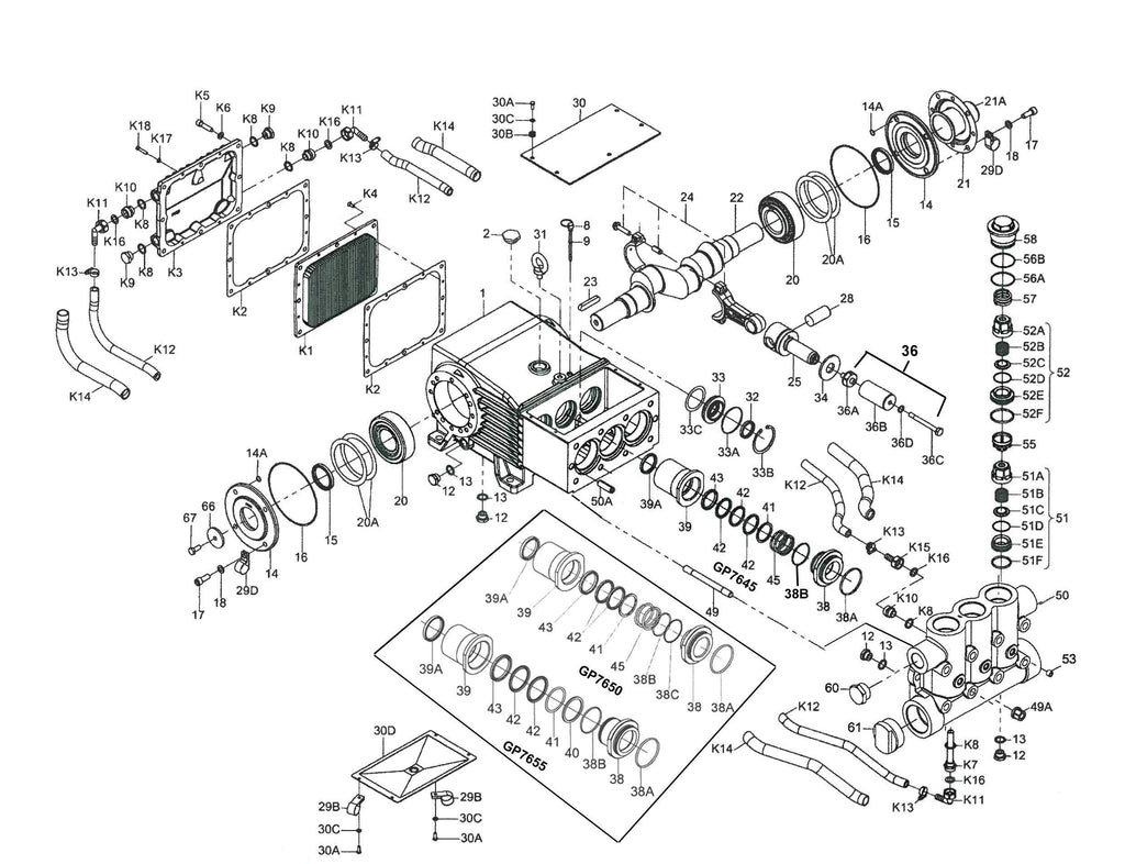 GP7655 Giant Hyd Drive Pump Parts | 80 GPM @ 2000 PSI - Range Supply