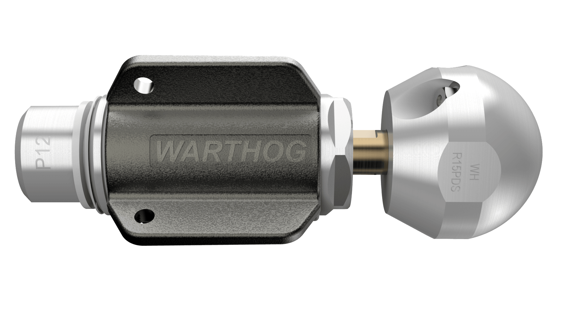 Metal lock mechanism with 'WARTHOG' branding on a gray background