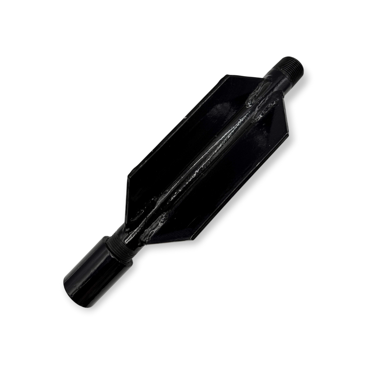 Sewershop black metal fin style sewer jetter nozzle extension for centering and stabilizing cleaning equipment