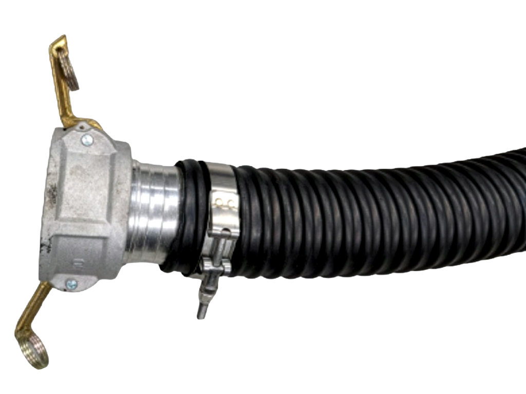 Complete 3 inch vacuum hose assembly with cam and groove coupler, hose shank and T-bolt clamps