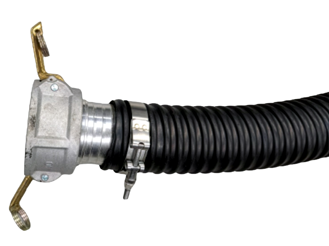 Complete 3 inch vacuum hose assembly with cam and groove coupler, hose shank and T-bolt clamps