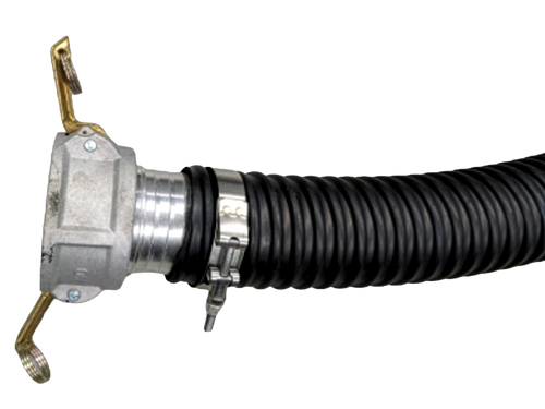 Complete 3 inch vacuum hose assembly with cam and groove coupler, hose shank and T-bolt clamps