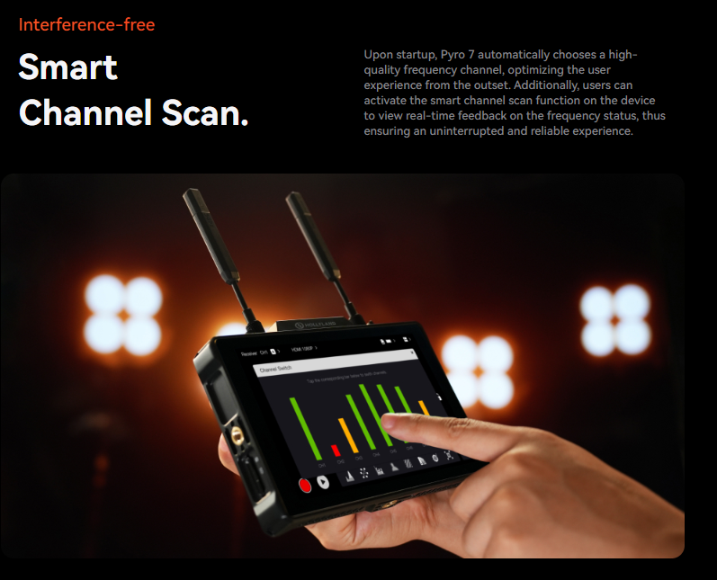 hollyland pyro 7 features smart channel scan diagram