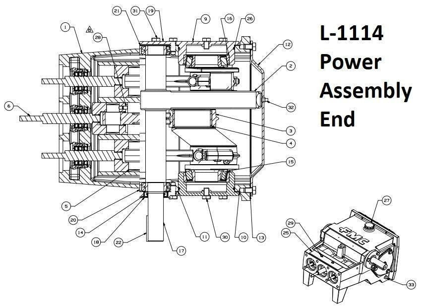 Range Supply technical diagram of FMC Bean L-1114 water pump power assembly parts with numbered component references