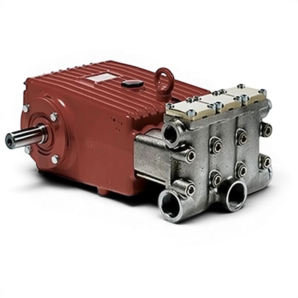 Range Supply GP5142 Giant industrial high-pressure pump with red cast iron housing and silver metal valve head