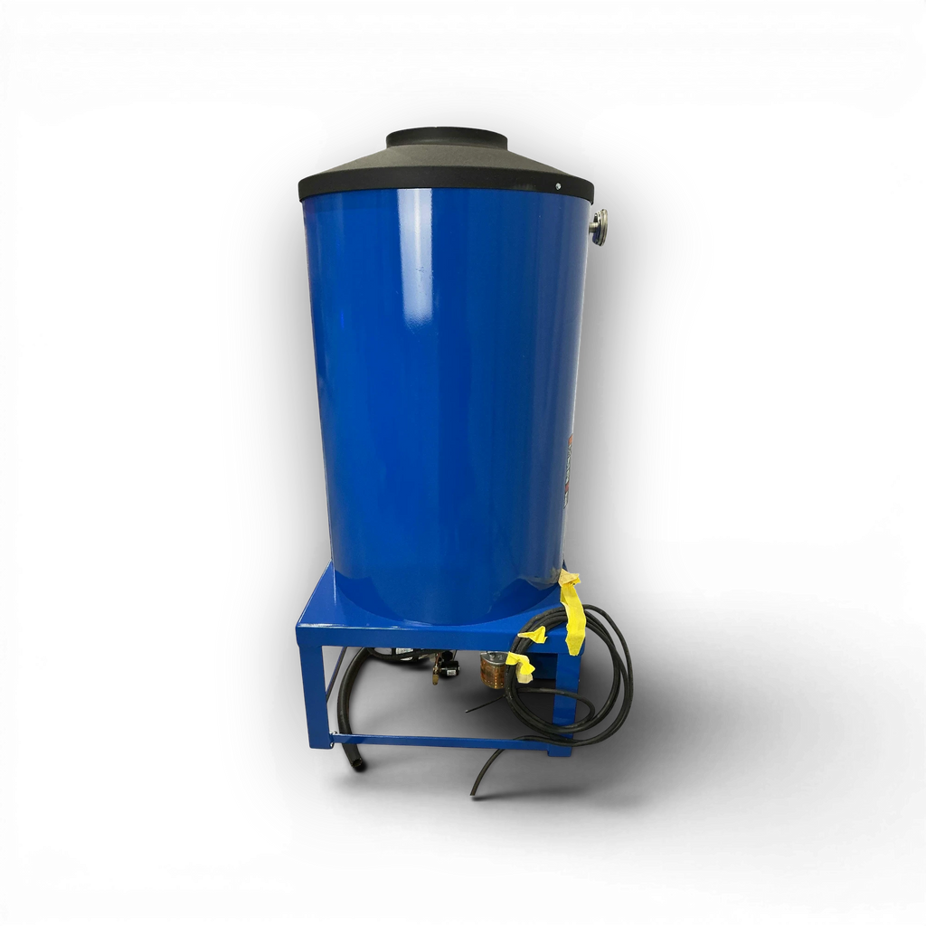 Range Supply Hotsy blue industrial water heater unit for sewer jetting and hydro excavation systems
