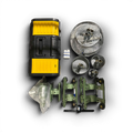 Range Supply Patriot 1 root and grease cutter kit with ring-style blades, green skids, and yellow storage case.