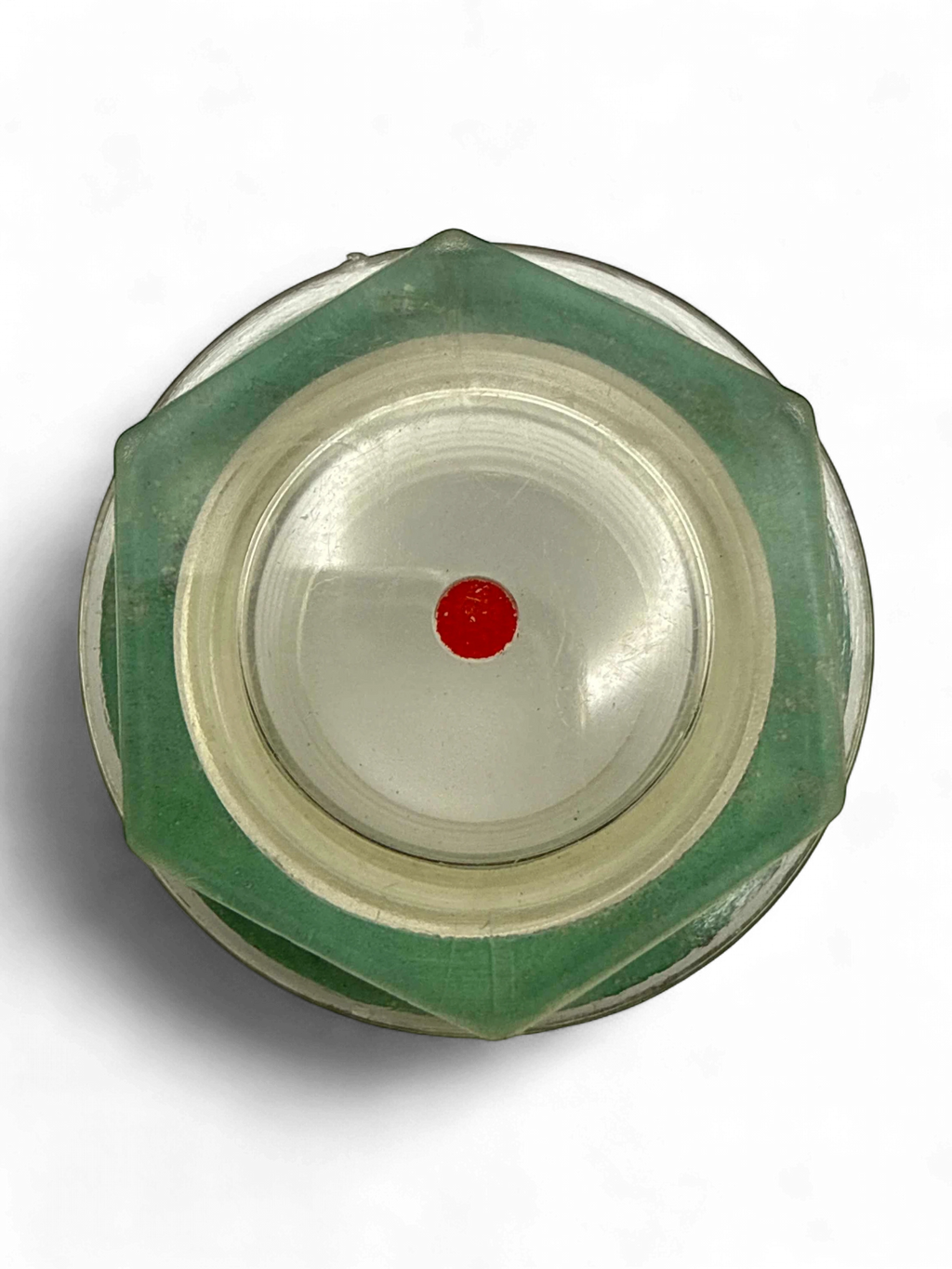 Range Supply UDOR Penta series pump oil site gauge with a clear lens and central red dot for oil level monitoring