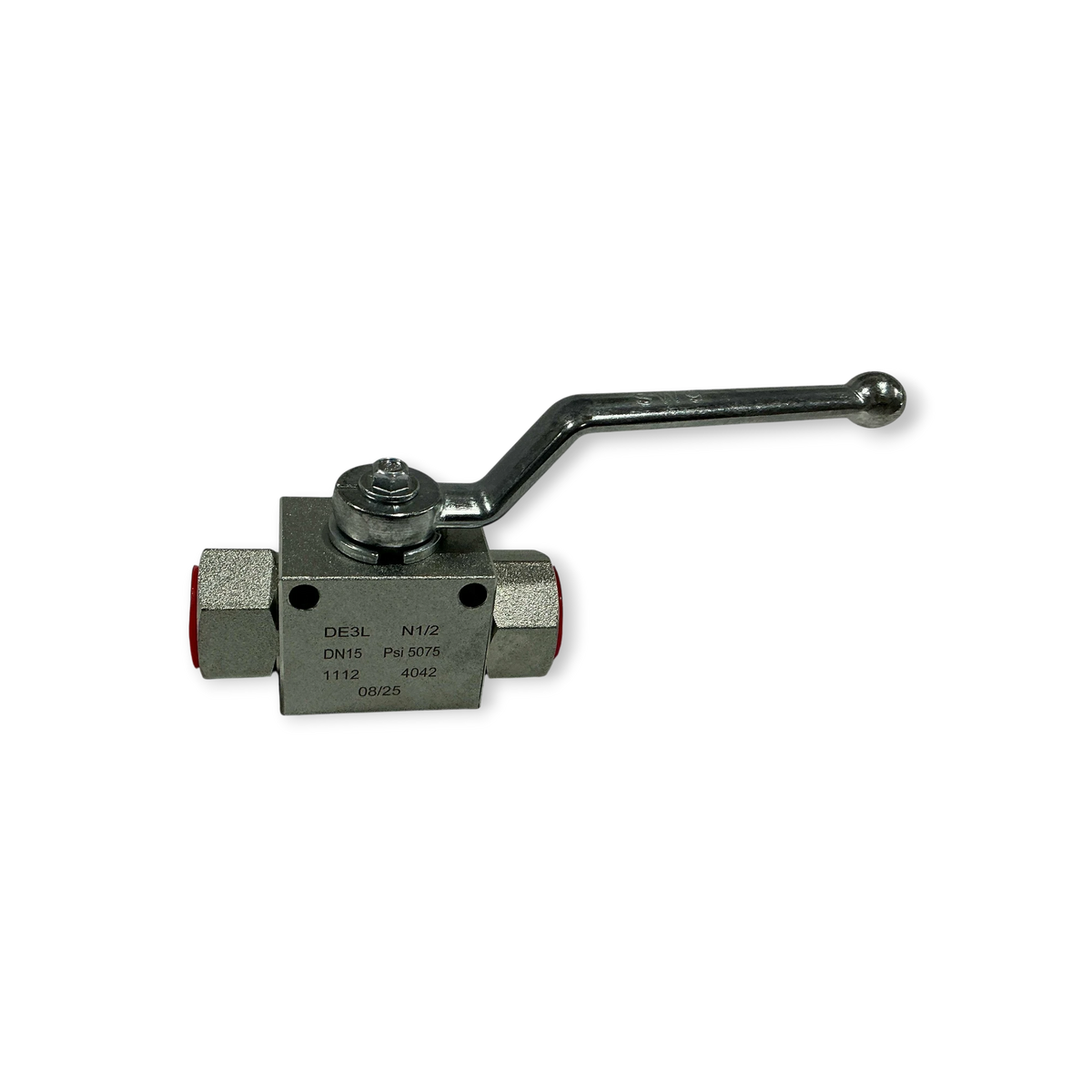 Sewershop 3-way ball valve for high-pressure water and oil systems with a durable steel handle and FPT connections.