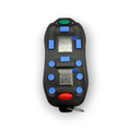Sewershop Aarcomm Trident wireless remote control with black casing, blue buttons, and two digital display screens.