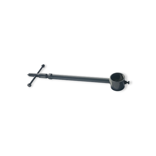 Sewershop Adjustable Back Jack for sewer rodding equipment, featuring a durable black metal rod guide tool.