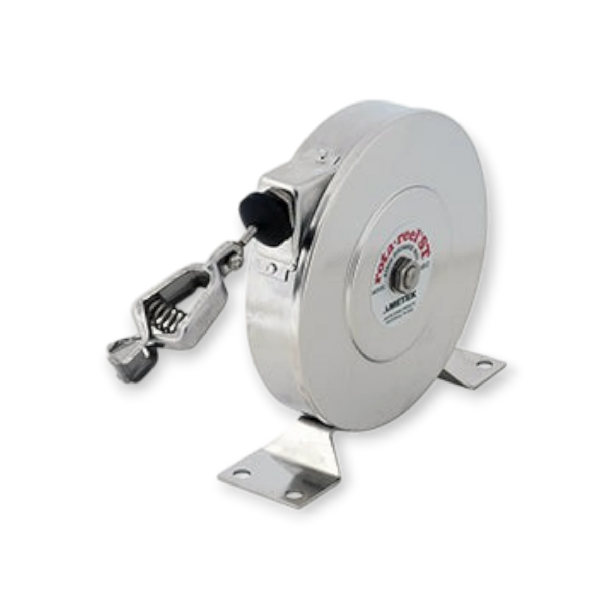 Sewershop AMETEK Hunter Spring Rota-Reel static grounding reel with galvanized steel cable and heavy-duty jaw clamp