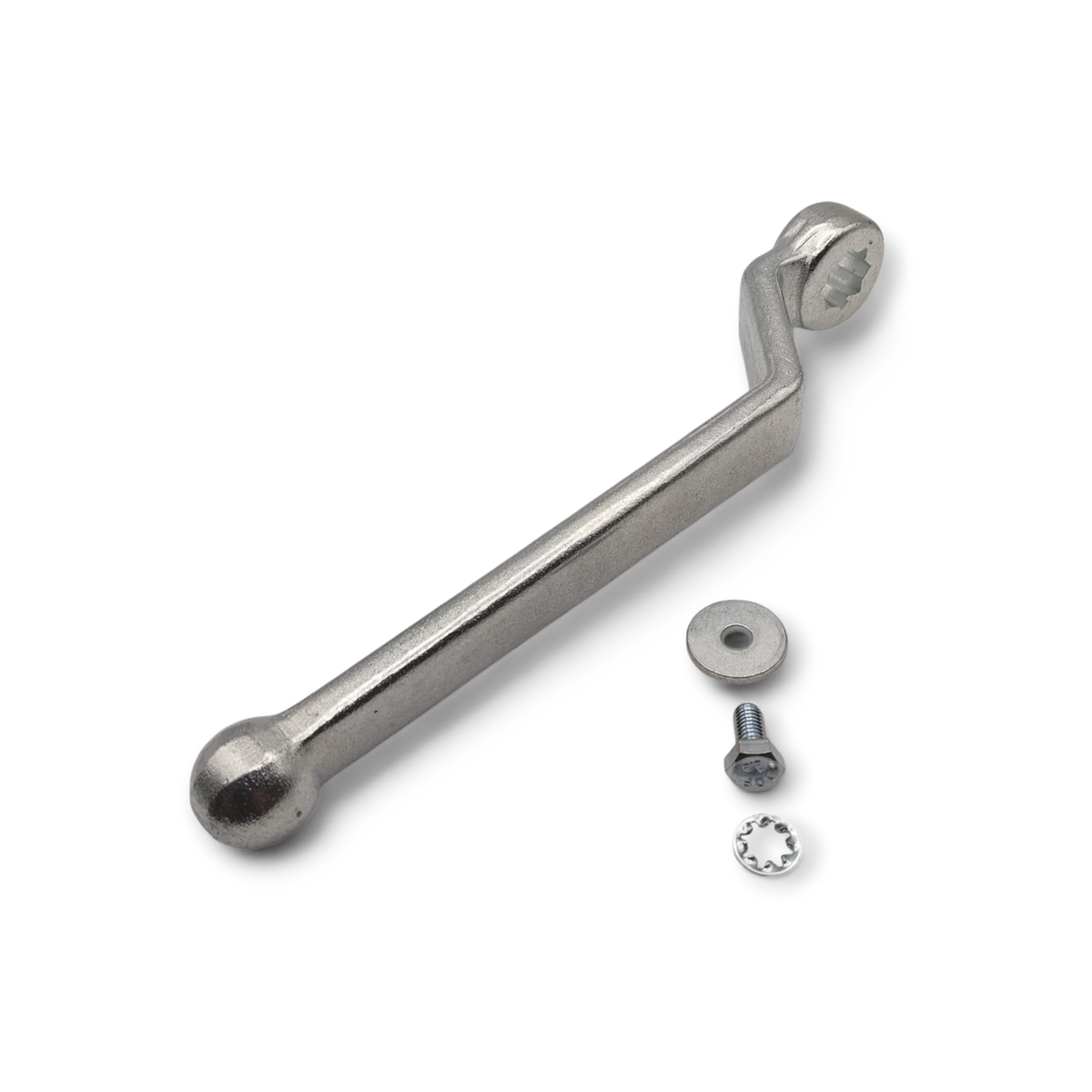 Sewershop replacement steel handle for 3-way ball valve with included bolt, washer, and star lock washer