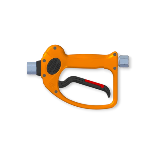 Sewershop Barens Gladiator HX1 1/2 inch linear spray gun in orange with an easy-pull trigger for hydro excavation.