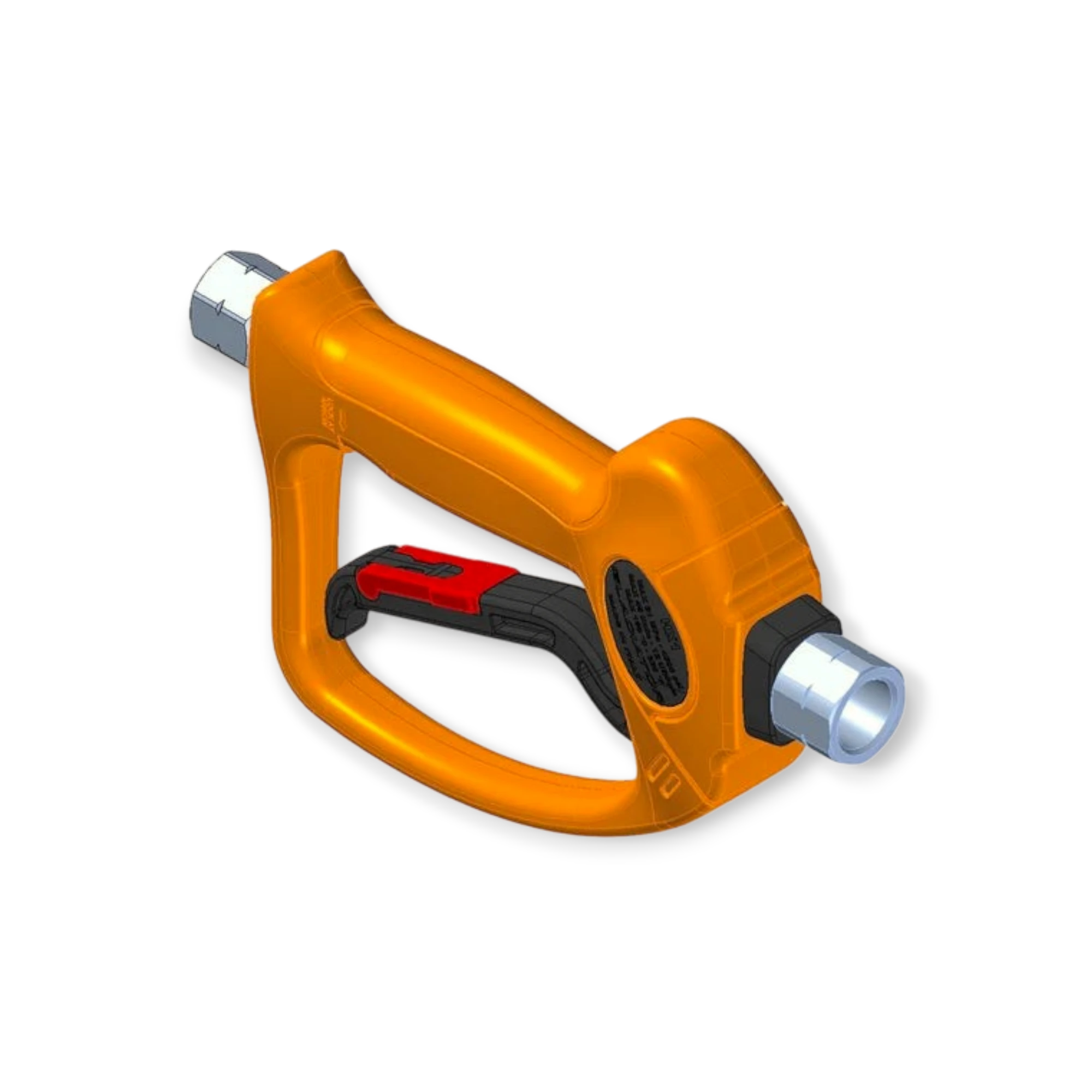 Sewershop Barens Gladiator HX1 1/2 inch linear spray gun in orange with an ergonomic trigger for hydro excavation.