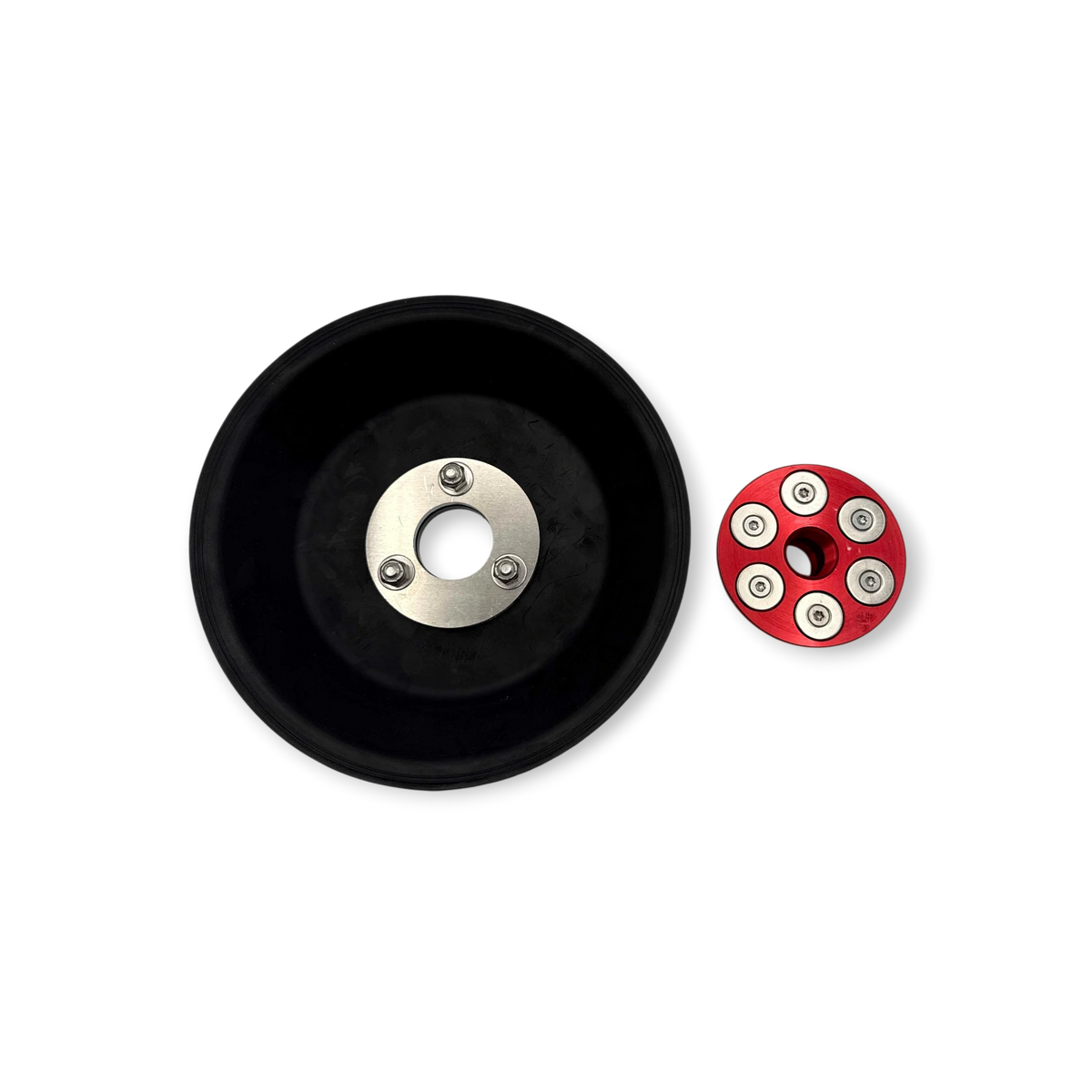 Sewershop Dig Pig Armour Guard magnetic safety shield with a black debris barrier and a red anodized magnetic hub.