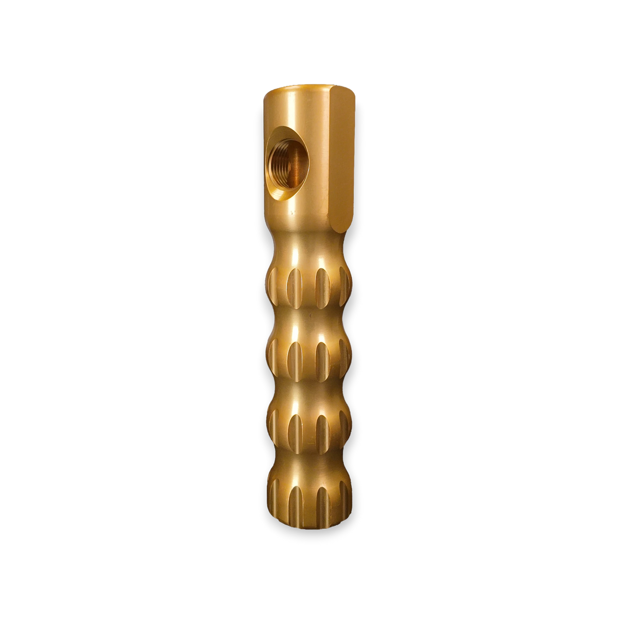 Sewershop Dig Pig gold anodized aluminum jetting handle with ergonomic contoured grip and 1/2 inch MNPT port.