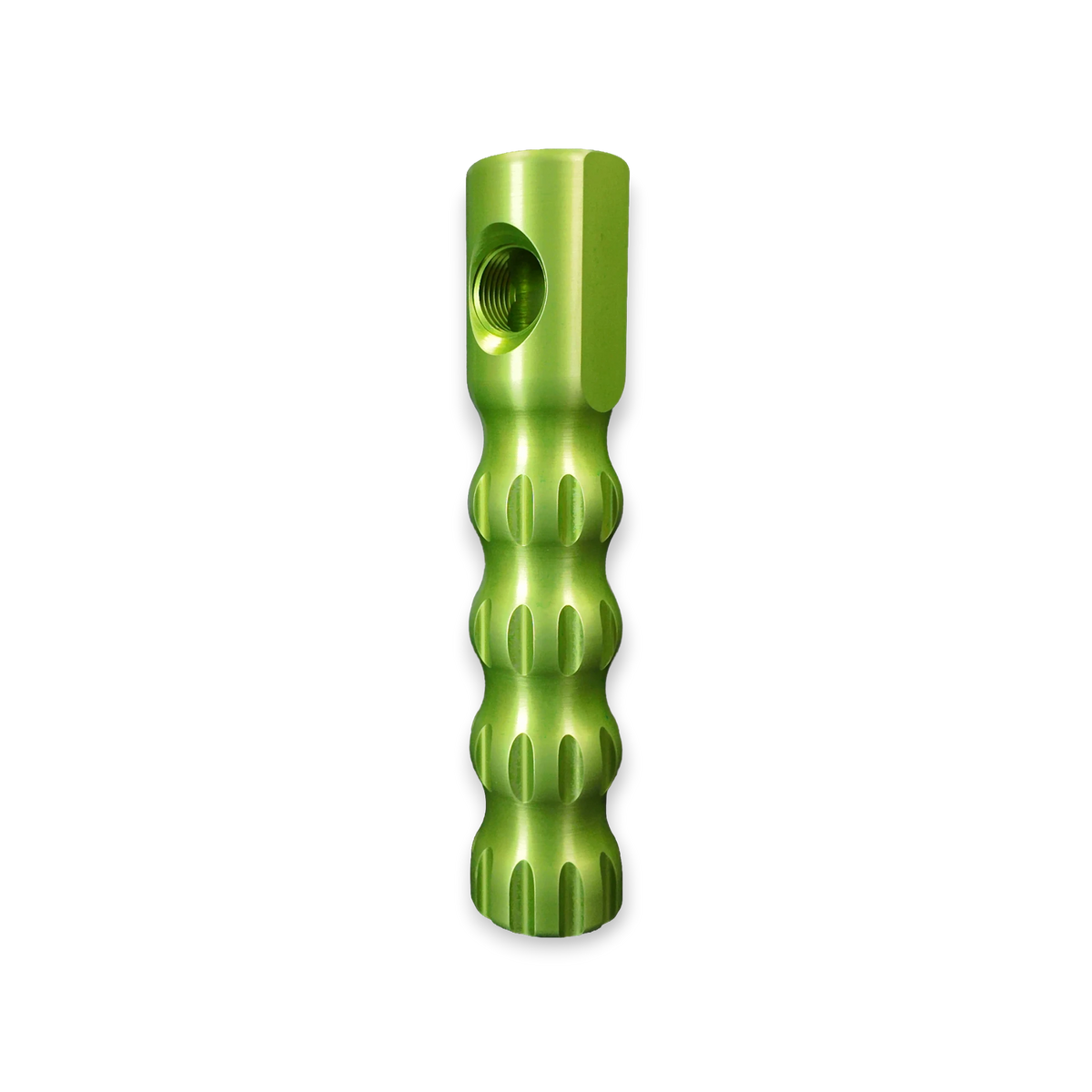 Sewershop Dig Pig lime green anodized aluminum jetting handle with ergonomic contoured grip and threaded port