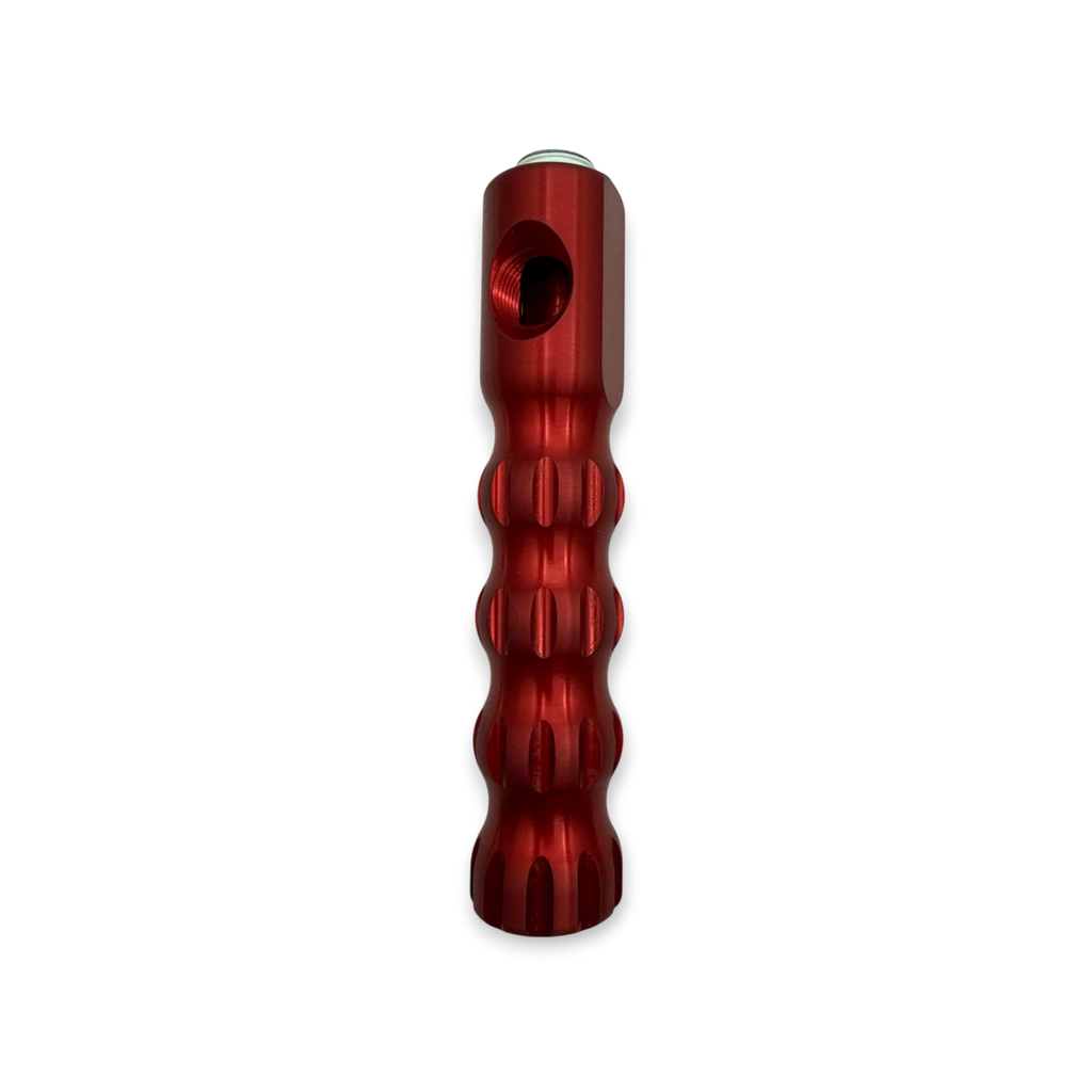 Sewershop Dig Pig red anodized aluminum jetting handle with ergonomic contoured grip and mounting ports