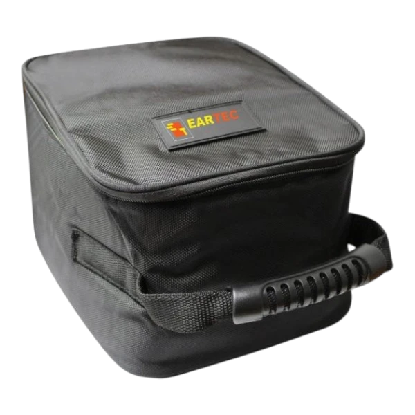 Sewershop Eartec EVADE black soft padded carrying case with a durable zipper and top handle for wireless headsets.