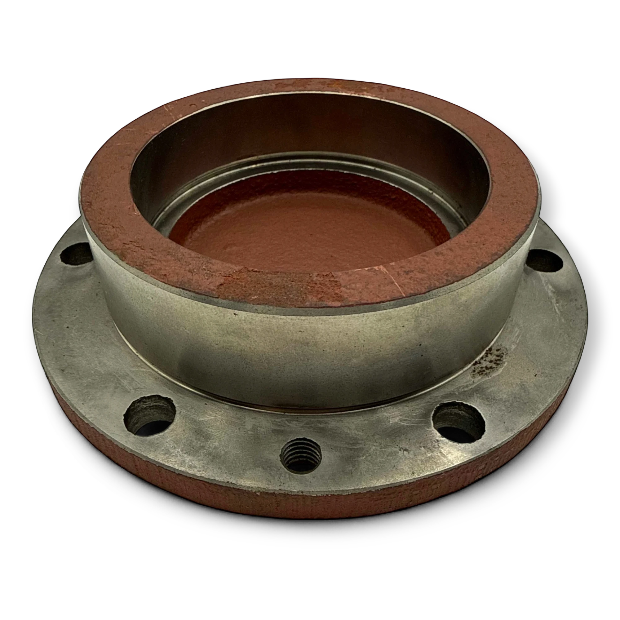 Sewershop FMC Bean L-0614 pump power assembly metal component with circular flange and bolt holes