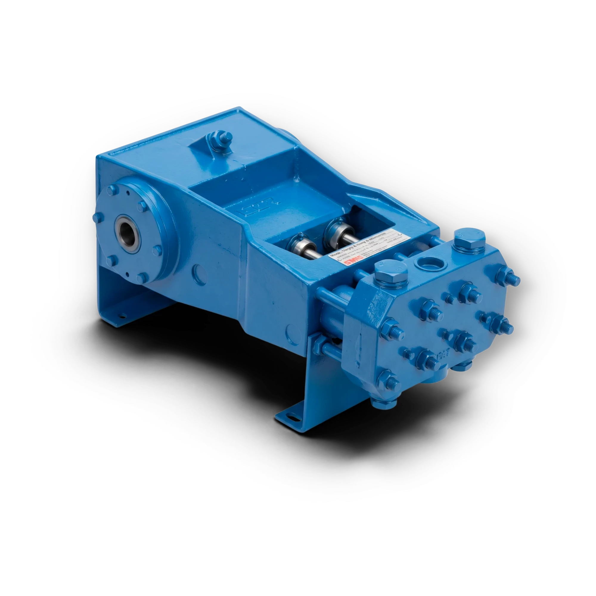 Sewershop blue FMC Bean L-0614 water pump power assembly for industrial high-pressure pumping applications