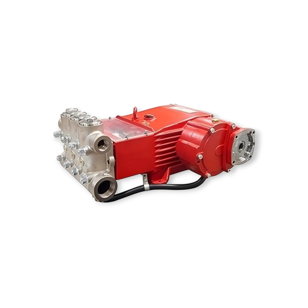 Sewershop Giant GP7655 high-pressure water pump with red casing and stainless steel manifold for industrial use
