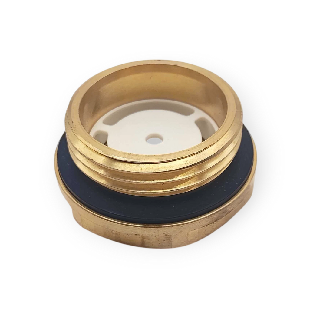 Sewershop GP5142 brass drain plug with white plastic insert and black rubber gasket for pump power end assembly