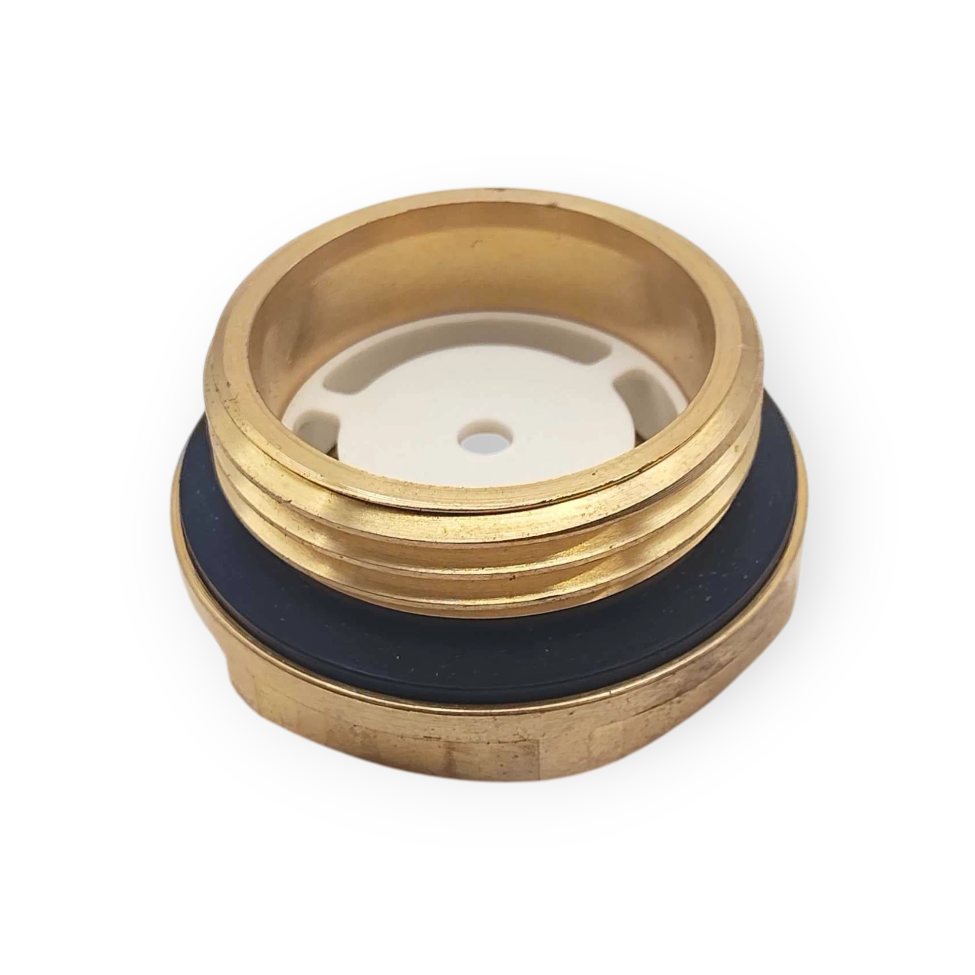Sewershop GP5142 brass drain plug with white plastic insert and black rubber gasket for pump power end assembly