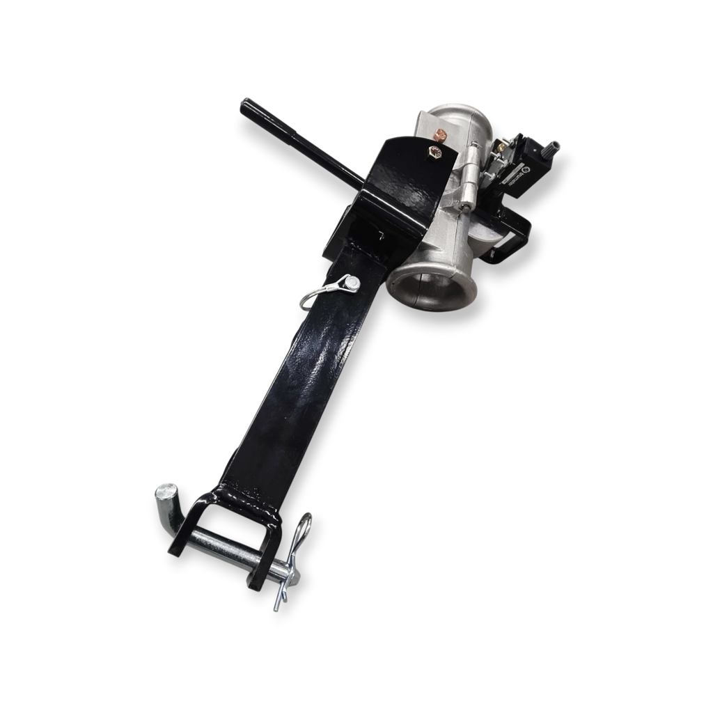 Sewershop hose level wind assembly with integrated footage counter and clam style opening for sewer cleaning equipment.