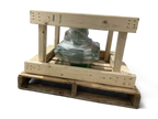 Sewershop Myers D65-20 water pump repair kit components securely wrapped in plastic on a wooden shipping pallet