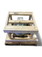 Sewershop Myers D65-20 water pump repair kit components securely packed in a wooden shipping crate on a pallet