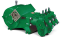 Sewershop Myers E80-20V heavy-duty green hydraulic water pump for sewer jetting and hydro excavation applications.