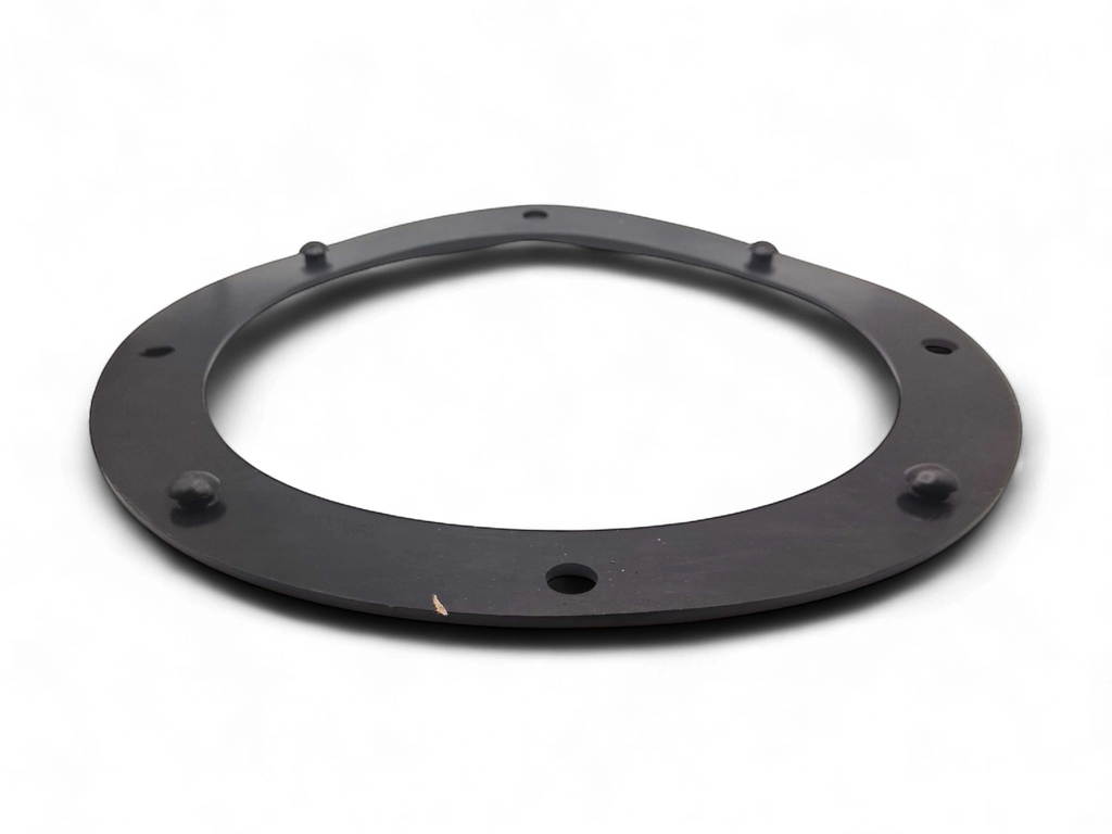 Sewershop black neoprene flange gasket for vacuum trucks with precision-cut bolt holes for secure industrial sealing