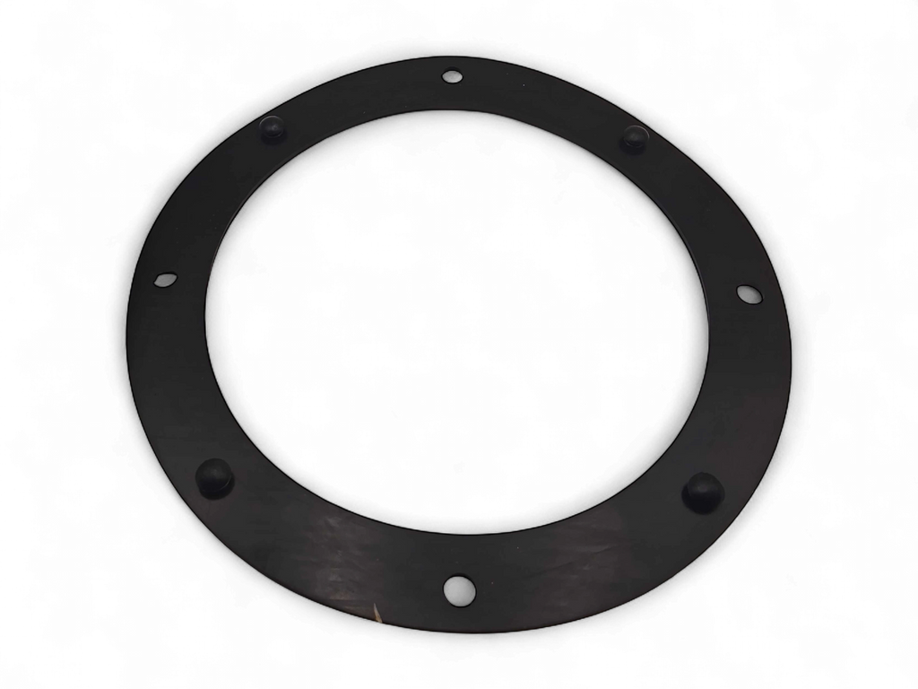 Sewershop black neoprene flange gasket for vacuum trucks with precision-cut bolt holes for secure sealing