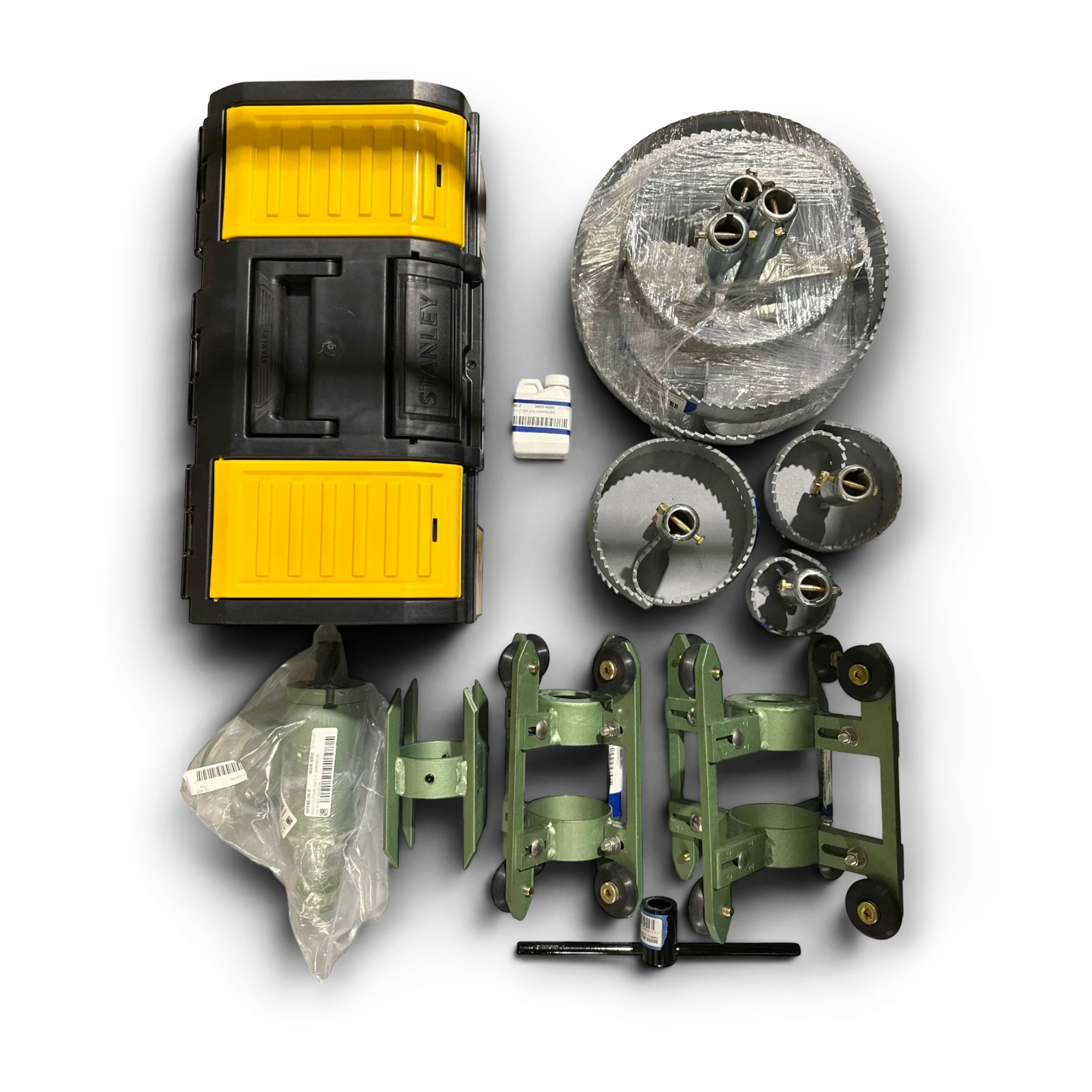 Sewershop Patriot 1 root and grease cutter kit with ring-style blades, thruster, and Stanley storage case