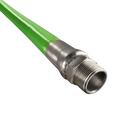 Sewershop Piranha green 4000 PSI sewer jetter hose with a durable metal threaded end fitting for high-pressure cleaning.