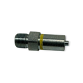 Sewershop Piranha male hose fitting with threaded end and yellow identification band for high-pressure sewer lines.