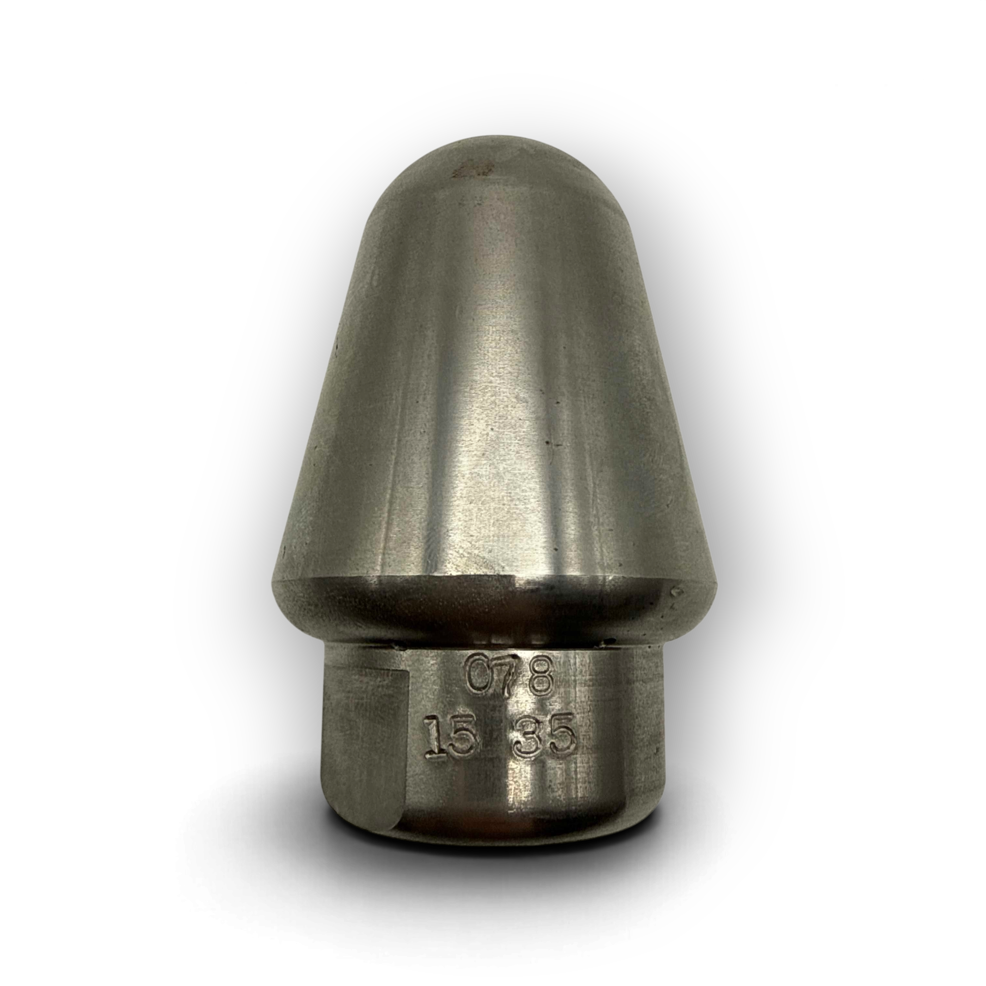 Sewershop Radial Vortex 3/4 inch sewer jetter nozzle made of wear-resistant metal for medium-sized pipeline flushing.