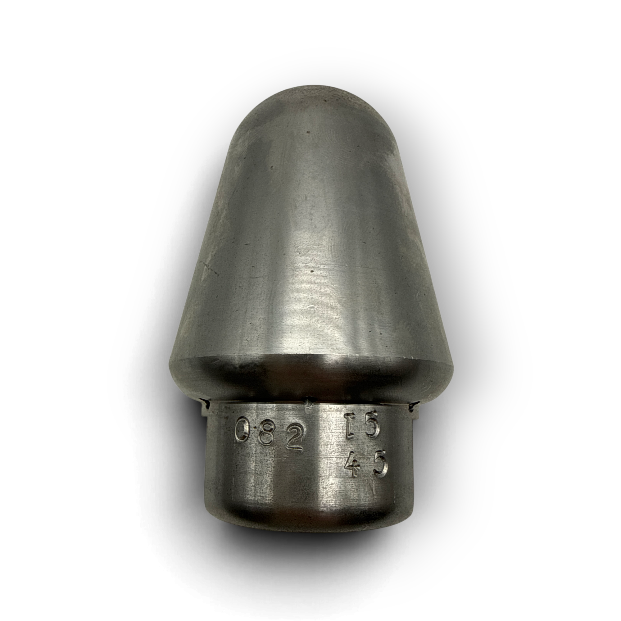 Sewershop Radial Vortex 3/4 inch sewer jetter nozzle with stainless steel finish and adjustable 15-45 degree jets.