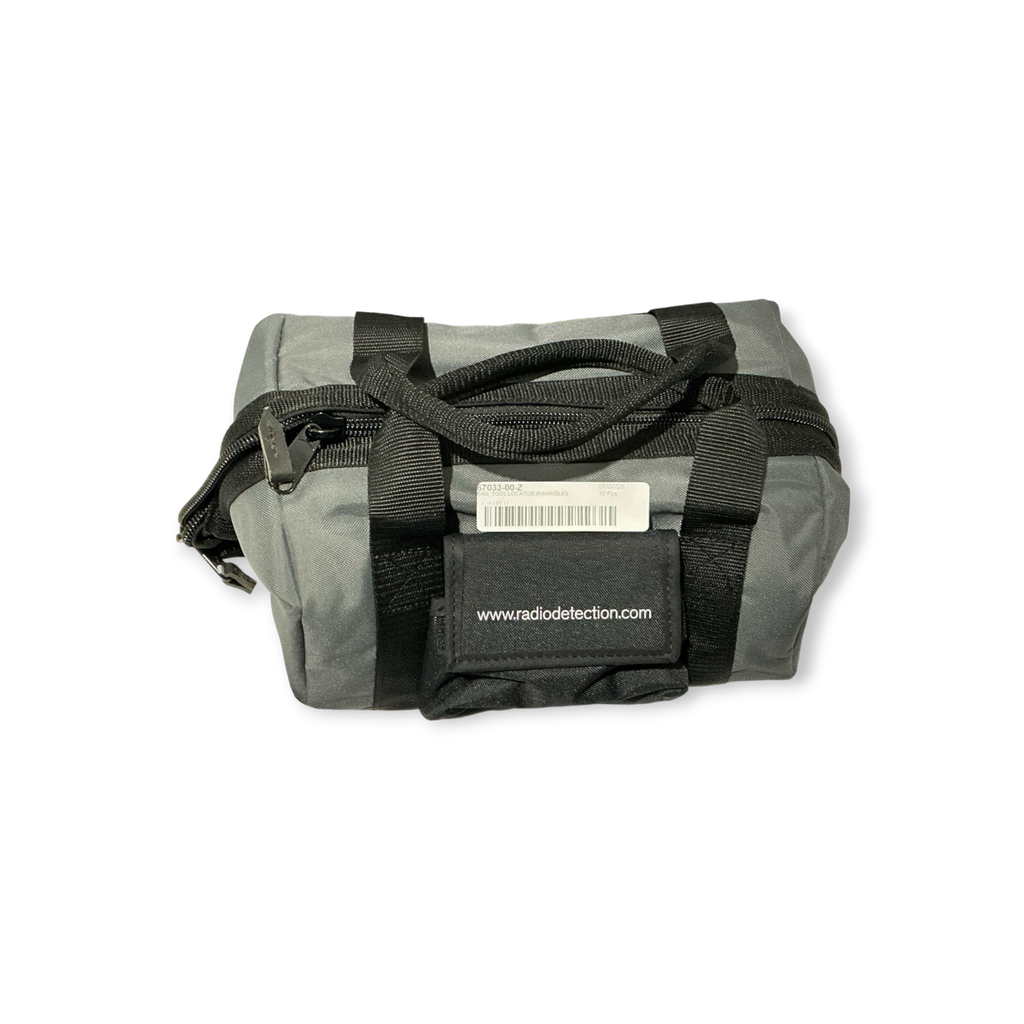 Sewershop Radiodetection locator tool bag in grey with black handles and zipper closure for utility equipment.