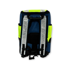 Sewershop Radiodetection u-LOCATE locator backpack in blue and high-visibility yellow with reflective straps.