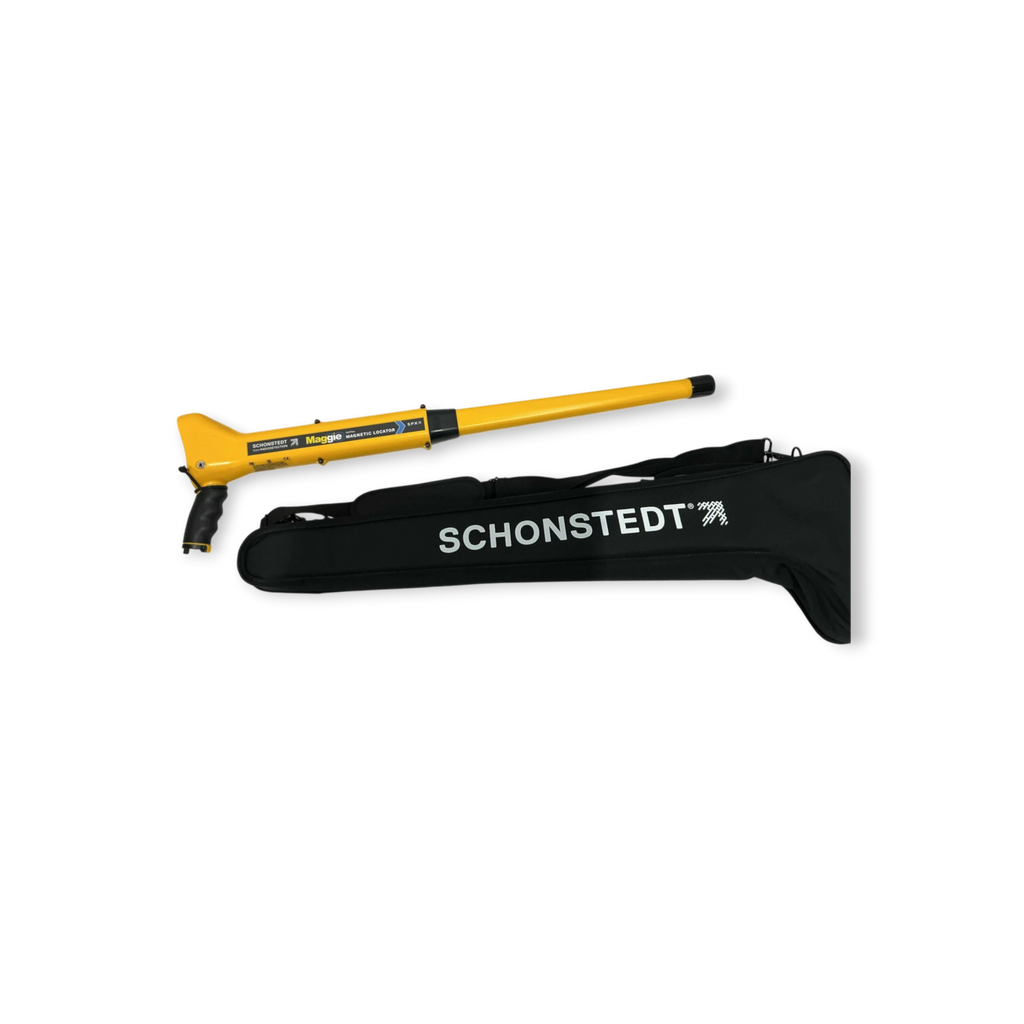 Sewershop Schonstedt MAGGIE magnetic locator in yellow with a black soft carrying case for underground utility detection