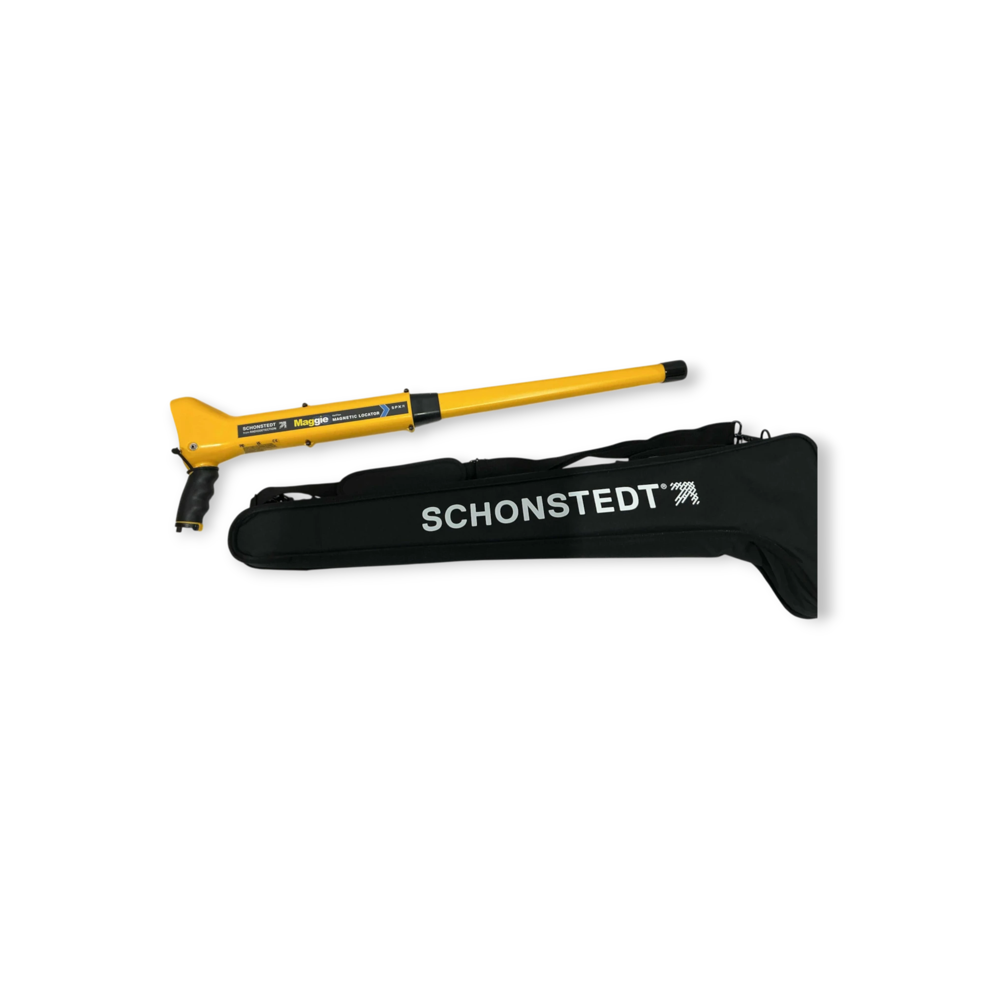 Sewershop Schonstedt MAGGIE magnetic locator in yellow with a black soft carrying case for underground utility detection
