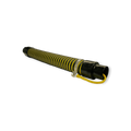 Sewershop Tiger Tail jetter hose protector with black and yellow ribbed rubber sleeve and steel anchoring eyelet.