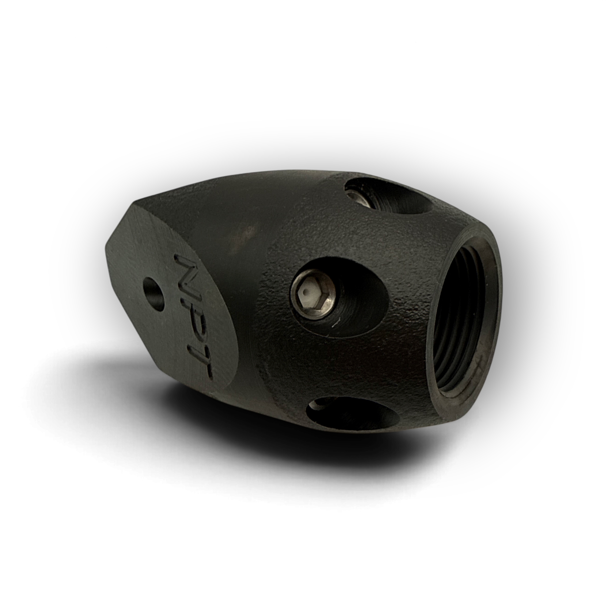 Sewershop 3/4 inch Tri-Star sewer jetter nozzle made of heavy-duty forged steel with multiple jet ports.
